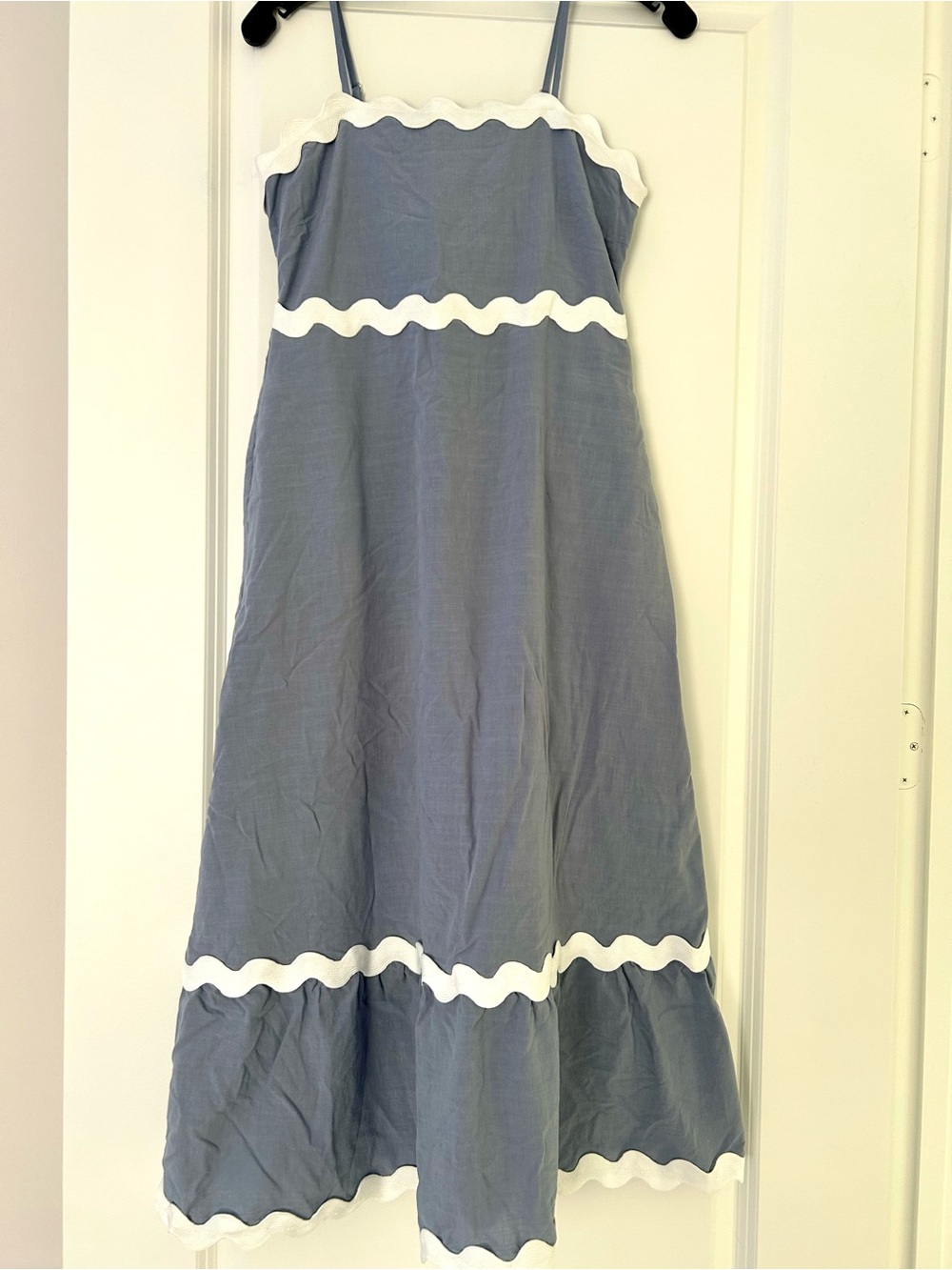 Women’s Zesica Blue Dress with White Rickrack Trim